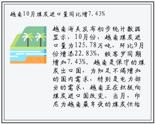 越南10月煤炭进口量同比增7.43%_星空体育网站